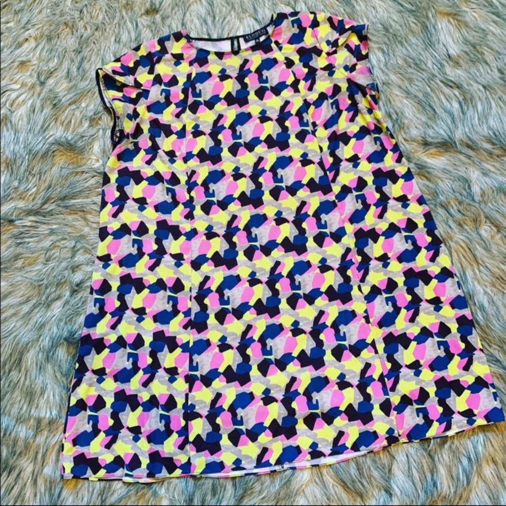 ELOQUII Short Sleeve Geometric Pattern Shift Dress